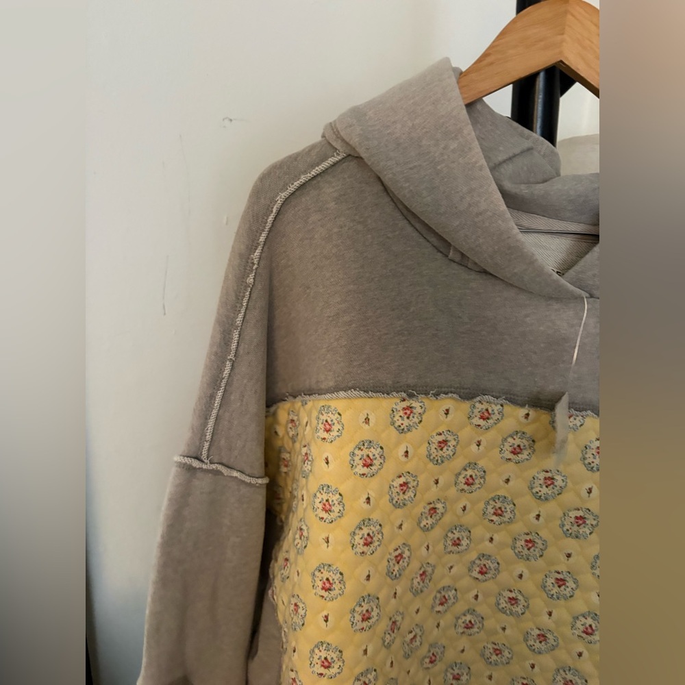 NWT FREE PEOPLE WE THE FREE Get Ditsy Hoodie | Buttercream Combo MSRP $198 - Picture 9 of 10